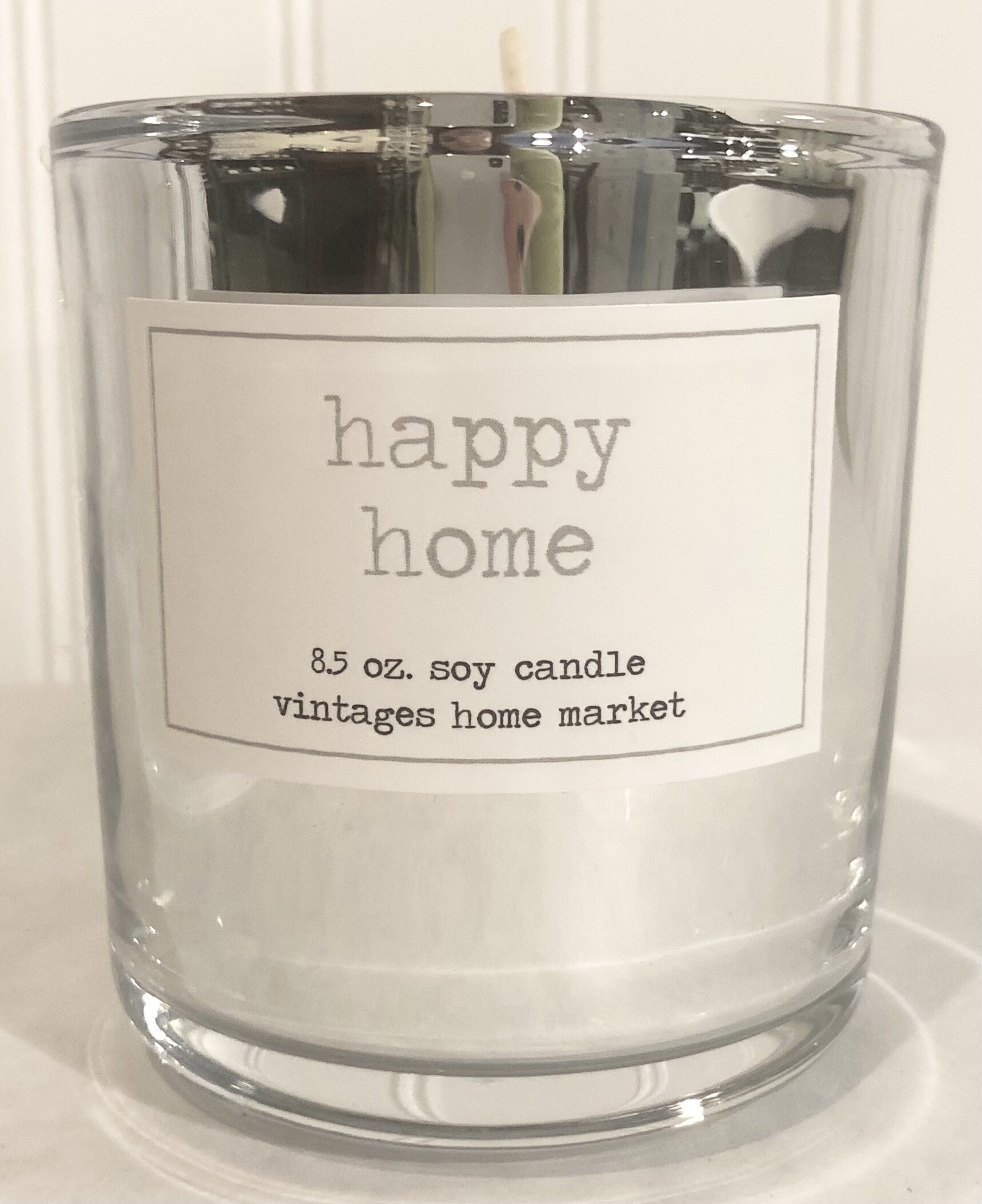 Vintages Home Market - Happy Home   Candle,   Limited Edition Silver