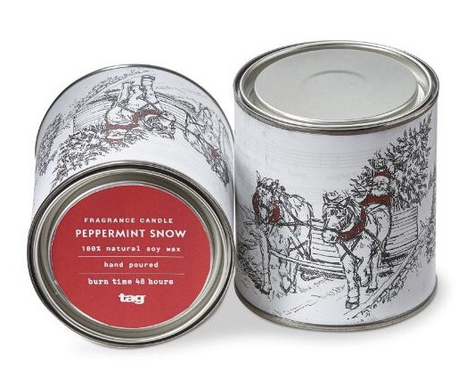 Holiday Candle - Tin, Winter Scene (Peppermint Snow)