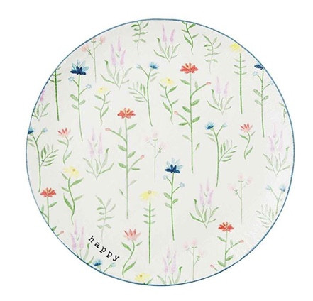 Platter - Round Flowers, Happy