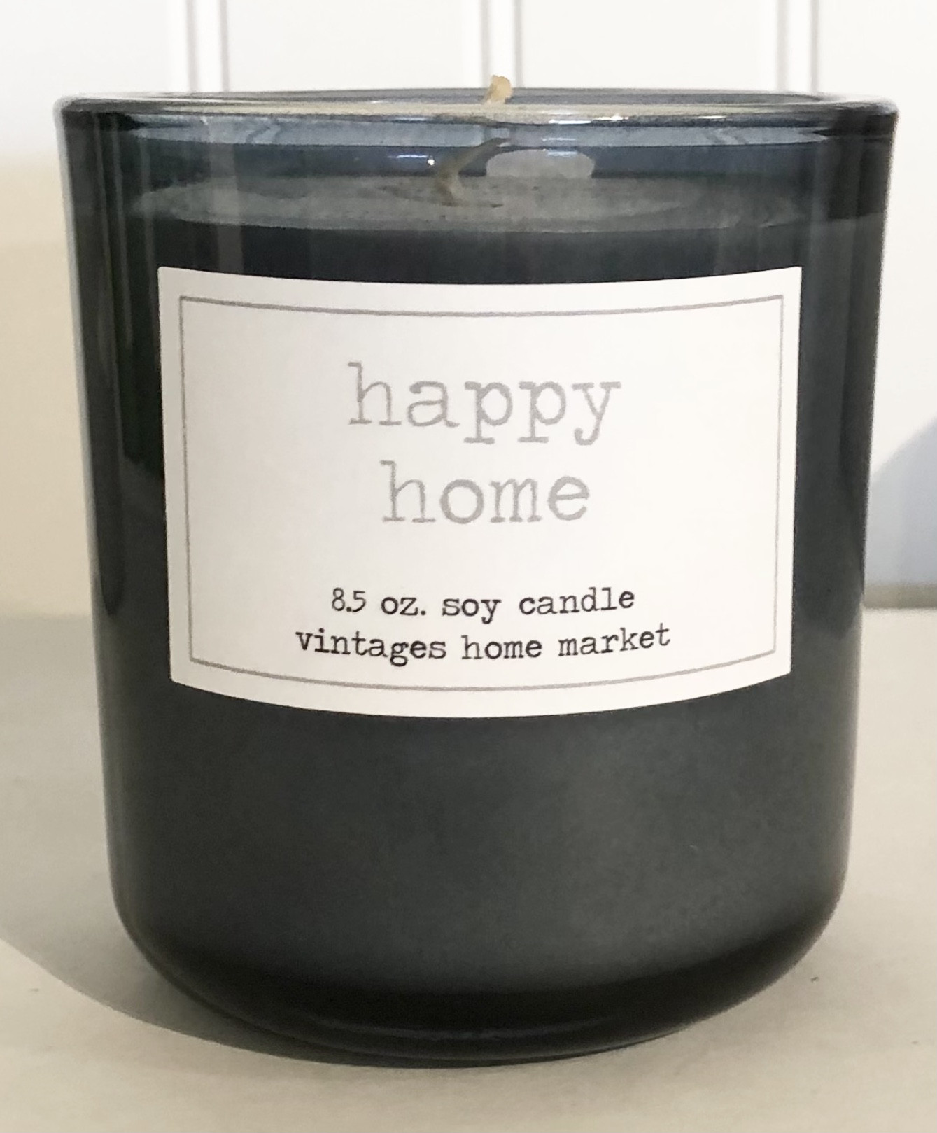 Vintages Home Market Happy Home Candle, Limited Edition Grey
