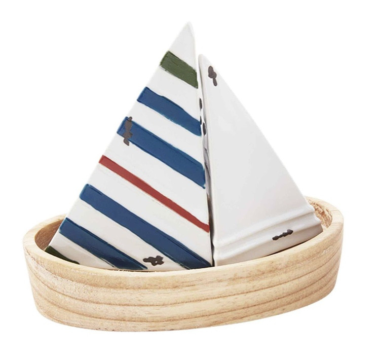 Salt and Pepper Shakers - Sailboat, Red White Blue
