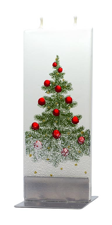 Flat Candle - Christmas Tree with Snow