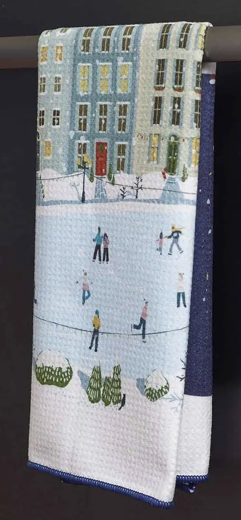 Holiday Dish Towel - Microfiber Skating