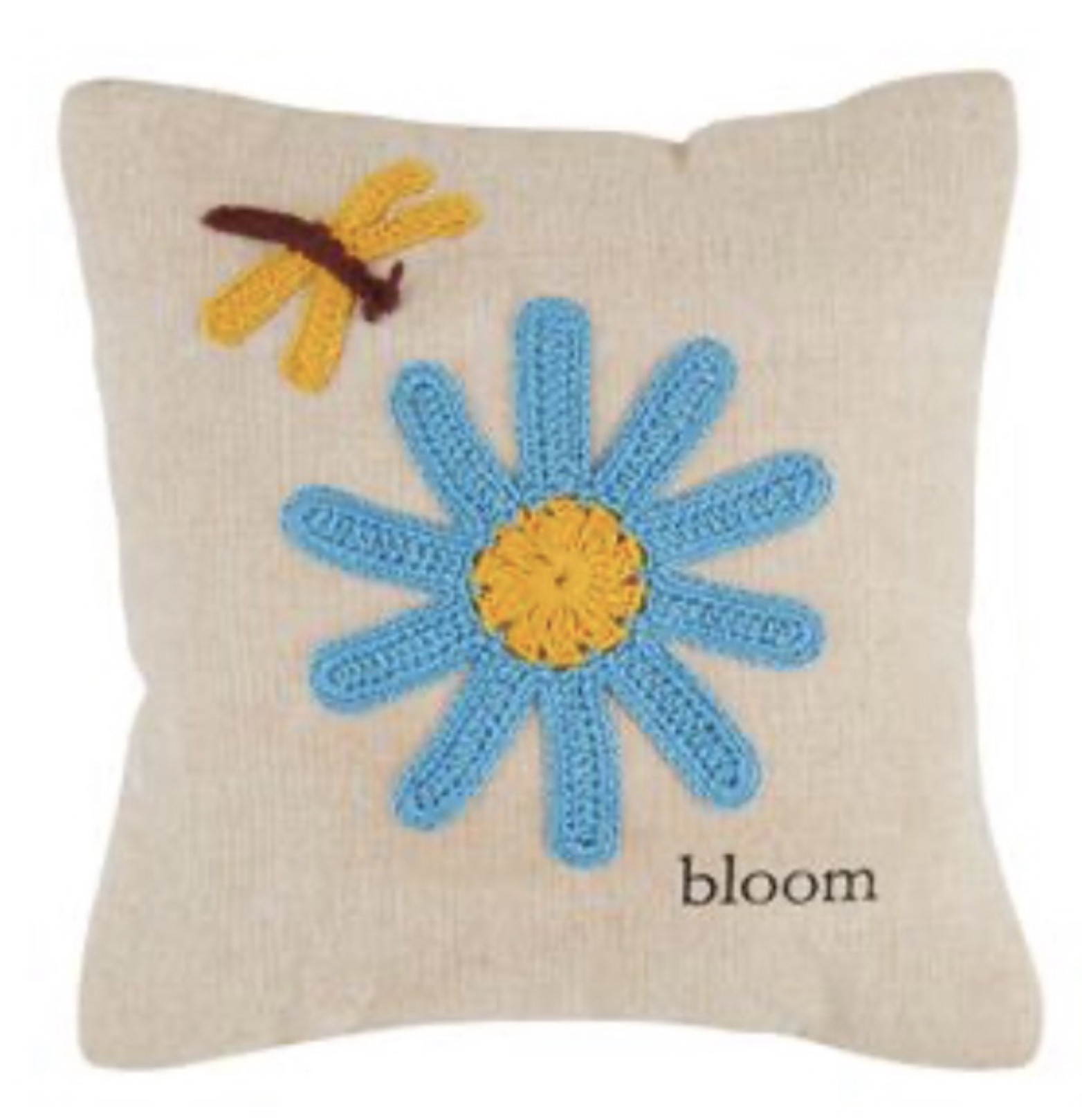 Pillow Small Crochet - Blue Flower