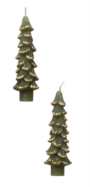 Tapers - Tree, Short Green (Pair)