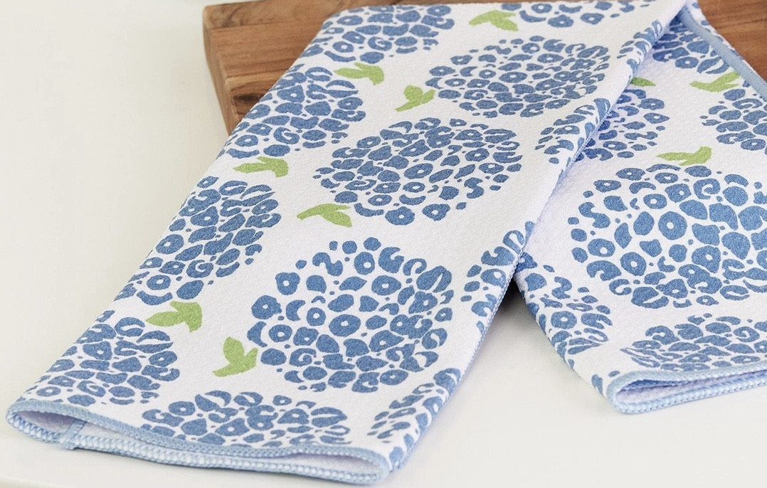 Dish Towel - Microfiber, Blue Hydrangea 