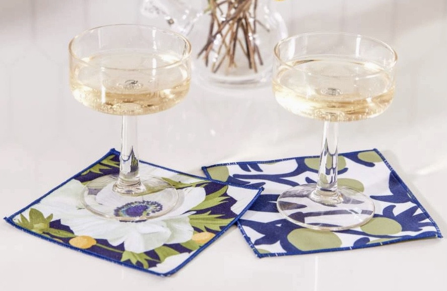 Microfiber Cocktail Napkins (Set of 8) - Anemone