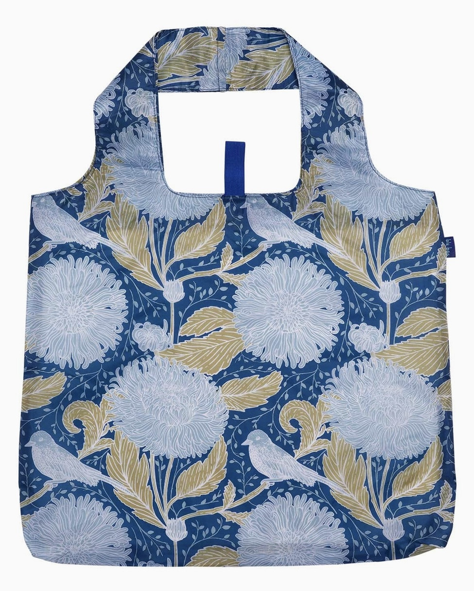 Tote Bag - Blu, Chrysanthemum & Bird