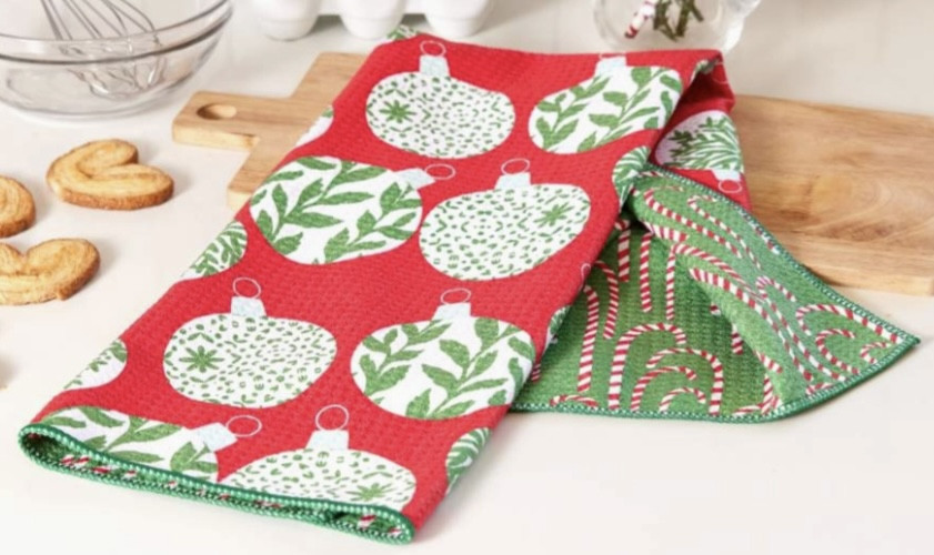 Holiday Dish Towel - Microfiber, Ornaments