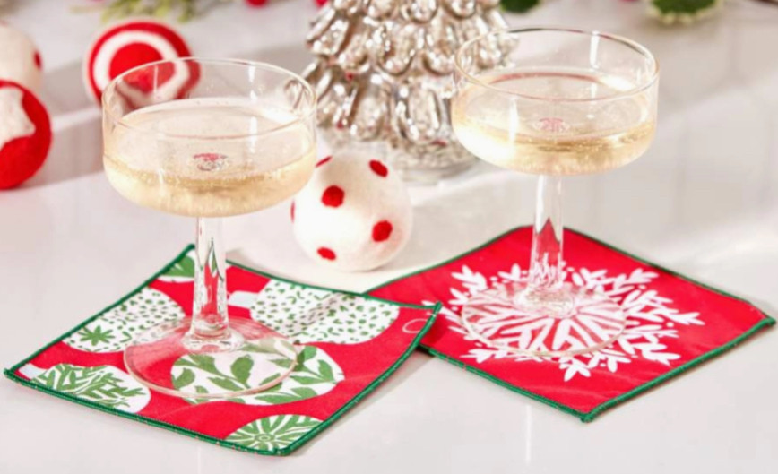Microfiber Cocktail Napkins (Set of 8) - Ornament