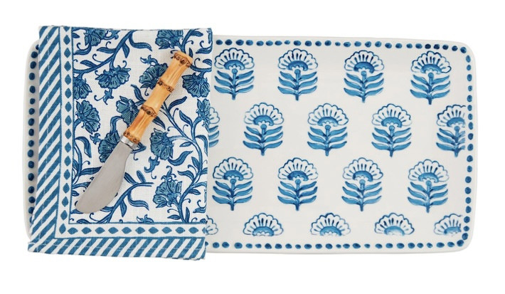 Platter - Block Print Tray & Towel Set