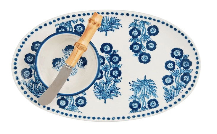 Platter - Block Print Tray & Dip Set