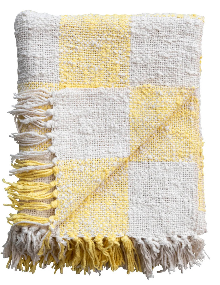Throw, Buffalo Check Cotton, Yellow and White