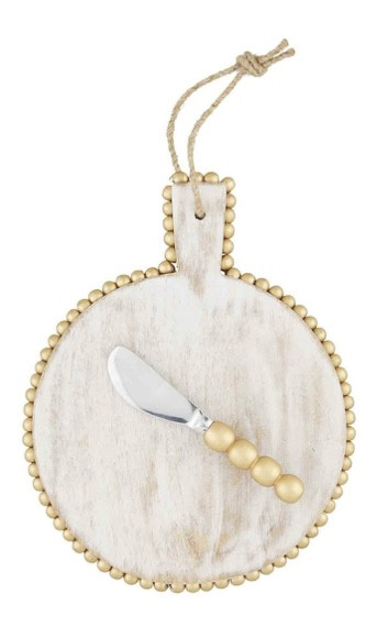 Platter - Gold Beaded Round Wood Board Set