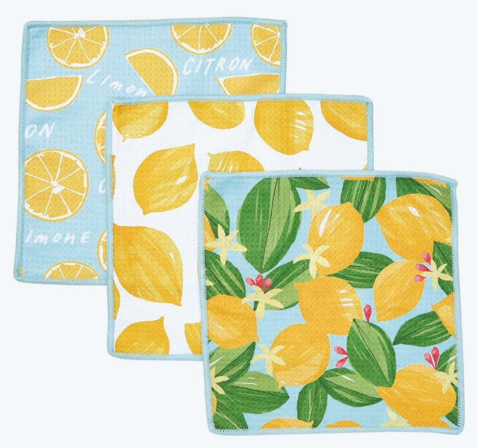 Dish Cloth - Microfiber, Lemons (set of 3)