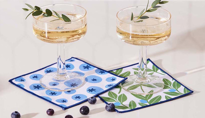 Microfiber Cocktail Napkins (Set of 8) - Blueberry