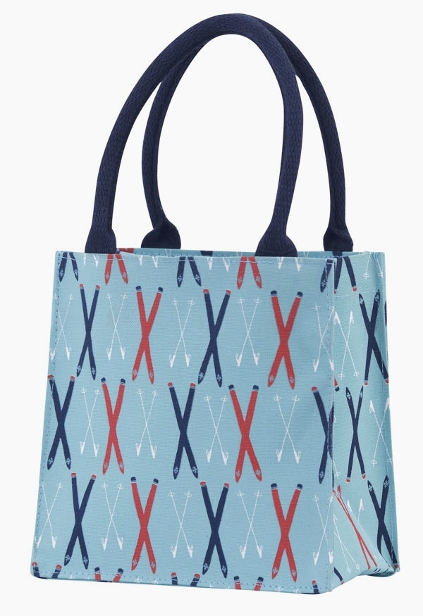 Tote Bag - Reusable Cotton Gift Bag Tote, Skiing