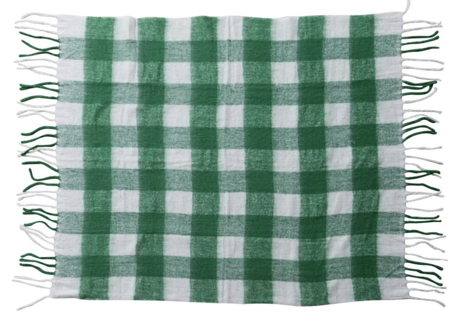  Throw, Green & White Check