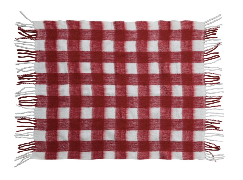 Throw, Red & White Check