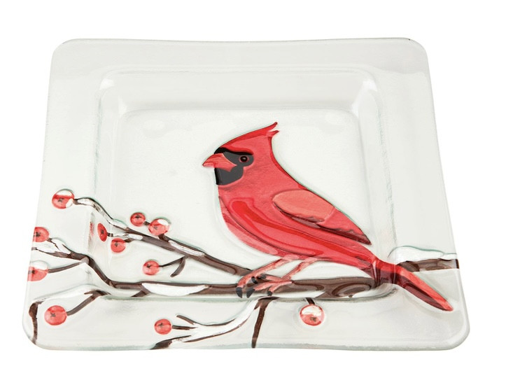Platter - Holiday, Cardinal Glass Platter