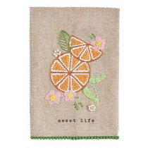 Hand Towel - Embroidered Fruit, Orange