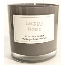 Vintages Home Market - Happy Home   Candle,   Limited Edition Light Grey