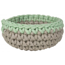 Small Crochet Basket - Grey / Mint