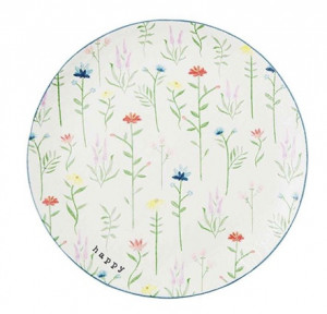 Platter - Round Flowers, Happy
