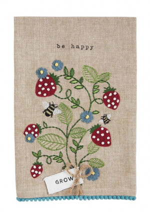 Hand Towel - Embroidered Fruit, Strawberry