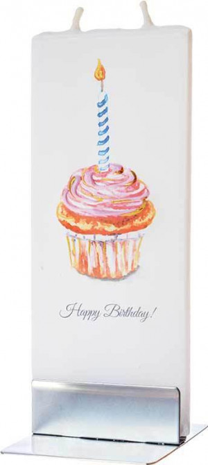 Flat Candle - Happy Birthday Cupcake