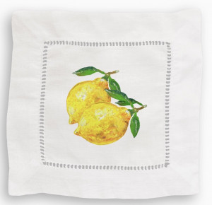 Cocktail Napkins, Linen (Set of 4) - Lemons