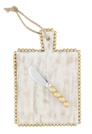 Platter - Gold Beaded Rectangular Wood Board Set