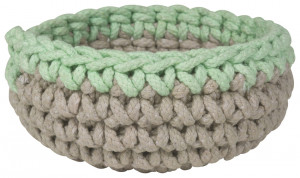 Small Crochet Basket - Grey / Mint