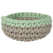 Small Crochet Basket - Grey / Mint