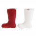 Small Stoneware Vase, Boot - Red & White (Single) 4"